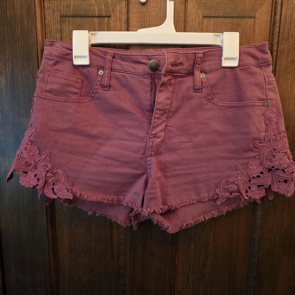 Mossimo Supply Co. Purple Jean Shorts with Lace Trim 10/30